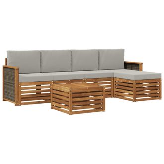 vidaXL Conjunto De Sof&aacute;s De Exterior 6 Pcs Natural Y Gris Claro Vidaxl