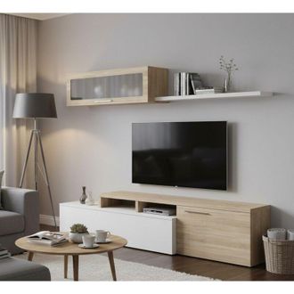 Dmora Parete Attrezzata - Modulabile 7 Ripiani, Marrone Rovere, -, 200x41x44h cm Maringa