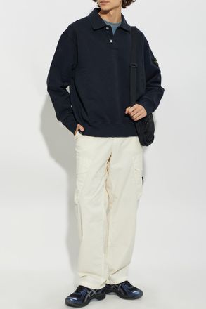 Stone Island Long-sleeve Polo, Mens, Navy Blue