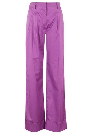 Andamane Amethyst Satin Cotton High-Waisted Trousers