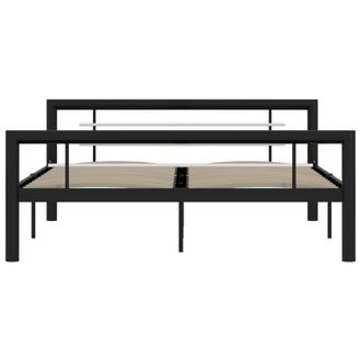 Berkfield Home Elegant Bed Frame Black & White Metal 120x200 cm | Size: Small Double