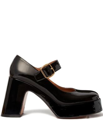 Stella McCartney buckle-fastening platform pumps - women - Cotton/Polyester/Polyester/Rubber - 38.5 - Black
