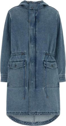 Michael Kors Parkas, female, Blue, Size: XS/S Hooded Denim Parka
