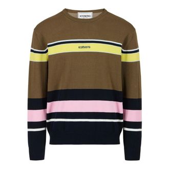Iceberg Round-neck Knitwear, male, Multicolor, Size: M Crew Neck Sweater