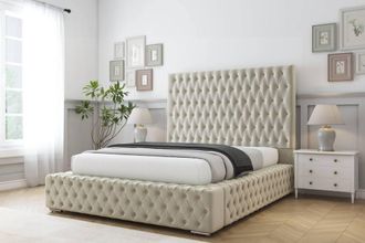 Comfort Beds Ambassador Plush Bed Frame - 50 Upholstered Headboard in Cream | Size: Single
