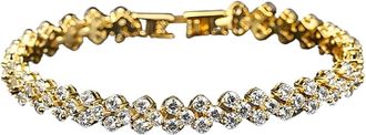 Generic Golden Cubic Zirconia Tennis Bracelet for Women, Fashionable Crystal Rhinestone Sparkling and Convenient to wear Professional