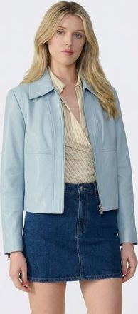 FURNIQ Daisy Leather Jacket in Blue at Nordstrom, Size Xx-Large