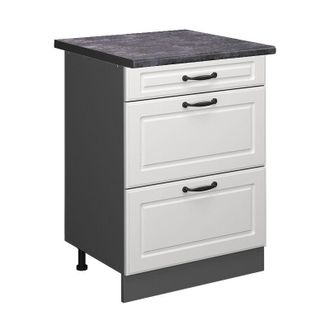 Vicco Mueble Bajo De Cocina R-line, Blanco Casa De Campo, 60 Cm Con Cajones, Et Antracita Vicco