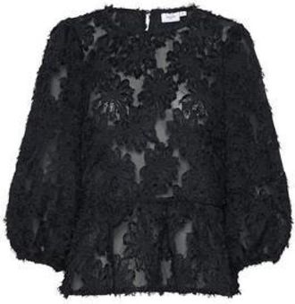Saint Tropez Losse pasvorm 3/4 mouw blouse - Dames - Blouses - Zwart - S - Polyester - Overhemden