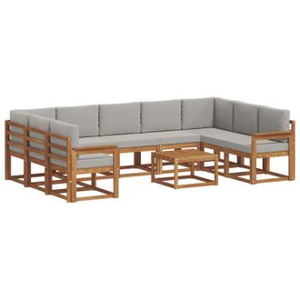 vidaXL Conjunto De Sof&aacute;s De Exterior 10 Pcs Gris Natural Y Claro Vidaxl