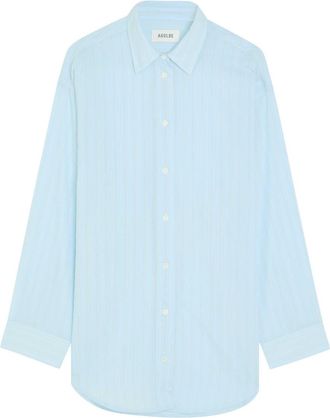 A Gold E Agolde Sona Striped Cotton-blend Shirt - Light Blue - S (UK8-10 / S)