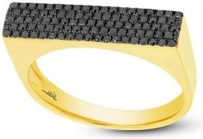 Allurez 0.30ct 14k Yellow Gold Black Diamond Pave Ladys Ring