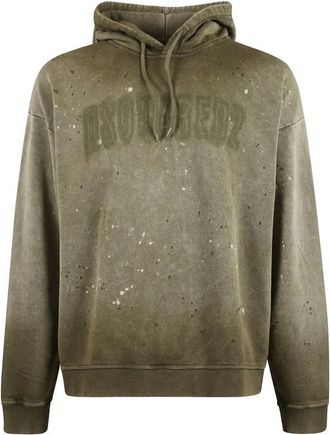 Dsquared2 Olijfgroene Katoenen Hoodie - Heren - Hoodies - Groen - 4XL - Katoen - Hoodies & sweatvesten