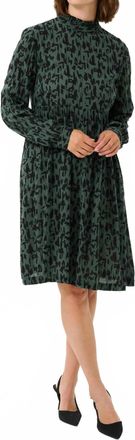 Kaffe High Neck Printed Mini Dress In Green