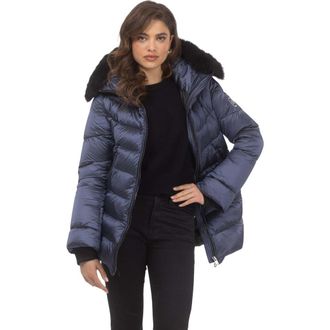 Gorski Apres-Ski Jacket With Detachable Toscana Hood Trim in Ocean Blue/black at Nordstrom, Size Medium