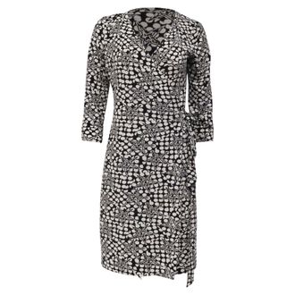 Diane Von F&uuml;rstenberg Diane Von Furstenberg Polka Dot Mini Wrap Dress in Black Viscose