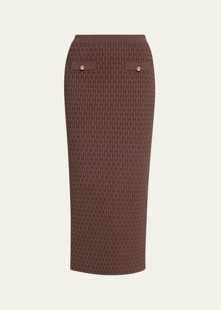 Toccin Milla Textured Knit Midi Pencil Skirt