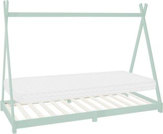 ML Design Ml-design - Cama Infantil Tipi De Madera Maciza De Pino Menta 90x200 Cm Con Colch&oacute;n De Espuma Fr&iacute;a Oeko-tex 100 Somier Armaz&oacute;n De Listones Cuna India 