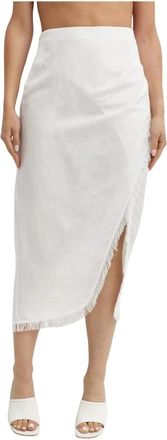 SIMKHAI Quinton Skirt - Dames - Midirokken - Wit - S - Linnen - Rokken