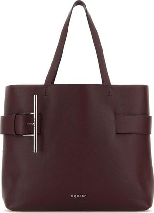 Alexander McQueen Paarse Leren T-Bar Winkelmand - Dames - Shoppers - Paars - ONE Size - Leer - Tassen