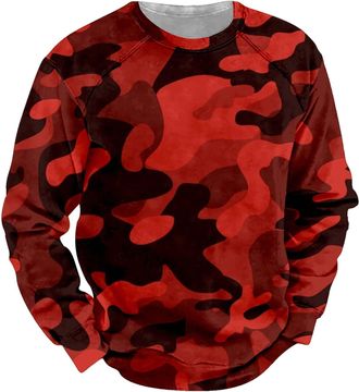Generic Mens Camo Sweatshirt Crewneck Sweatshirt Men Camouflage Woodland Pattern Sweater Long Raglan Sleeve Pullover Round Neck Army Pullover Workout Outdoor 
