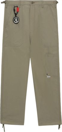 Izzue logo-appliqué straight-leg trousers - men - Cotton/Nylon - 32 - Green