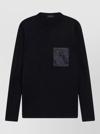 Prada knit sweater chest pocket ribbed trims