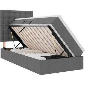 vidaXL Bed with Mattress with LED Dark Grey 90 x 190 cm Polyester vidaXL