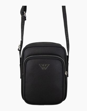 Emporio Armani Mens Emporio Armani Asv Regenerated Saffiano Leather Shoulder Bag Black - Size: OS