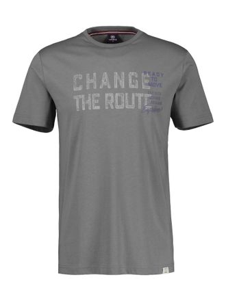 Lerros T-Shirt LERROS, Herren, Gr. XXL, grau (basalt grau), Single Jersey, Obermaterial: 100% Baumwolle, bedruckt, regular fit taillenbedeckt, Rundhals, gera