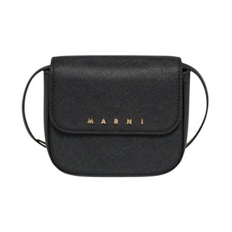Marni Tassen, Dames, Zwart, ONE Size, Logo Crossbody Tas