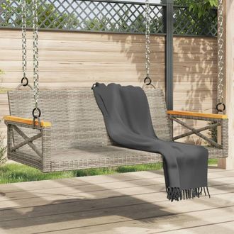 vidaXL Banco Columpio De Rat&aacute;n Sint&eacute;tico Gris 109x62x40 Cm Vidaxl