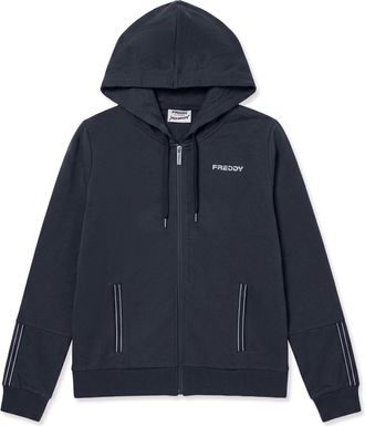 Freddy Felpa con cappuccio e zip, finiture elastiche logate