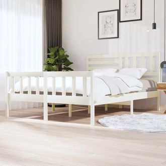 Berkfield Home Bed Frame White Solid Wood 160x200 cm