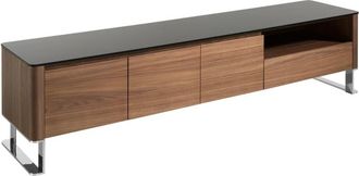 Angel Cerd&aacute; Mueble tv nogal, acero cromado y tapa de cristal negro
