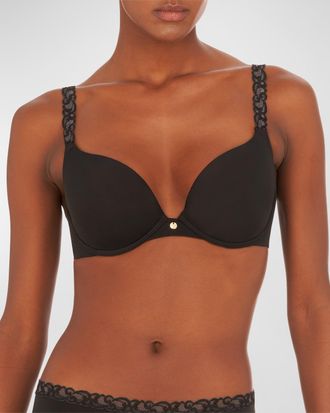 Natori Pure Luxe Lace-Trim Push-Up Bra