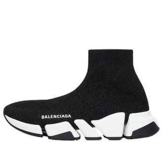 Balenciaga (WMNS) Balenciaga Speed 2.0 Sneakers Black Shiny Knit with White Sole Unit 636833W2DC11091