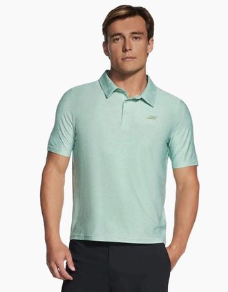 Skechers Mens Skechers GO DRI All Day Printed Polyester Mens Green Polo Shirt - Size: 38