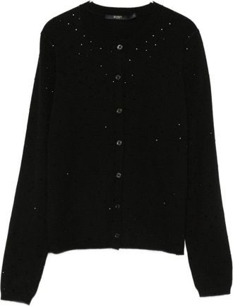 Seventy Button-Up Black Sweater With Delicate Perforated Texture