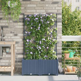 Berkfield Home Garden Planters with Water Irrigation System 2 pcs Grey