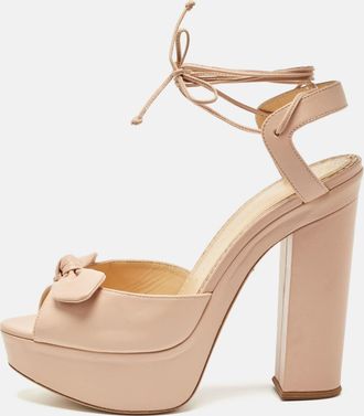 Charlotte Olympia Pink Leather Bow Platform Sandals