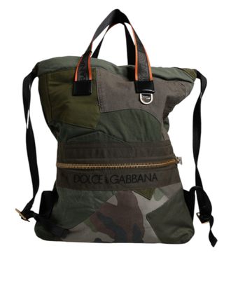 Dolce & Gabbana Militaire Groene Patchwork Rugzak Tas