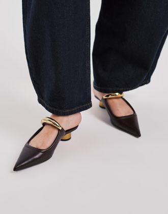 JW PEI Helena - Sabot marroni con dettaglio in metallo dorato-Marrone