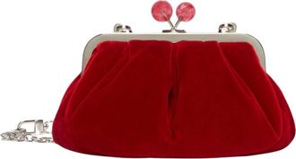 Max Mara Wkagiochi fluwelen clutch met kettinghengsel - Dames - Tassen - Rood - Maat: ONE Size Katoen