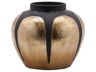 Schubiger M&ouml;bel Vase Gold-Schwarz Geh&auml;mmert H: 24 cm