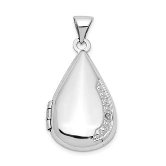 Diamond2Deal 14K White Gold Polished Diamond 21x13mm Teardrop Locket
