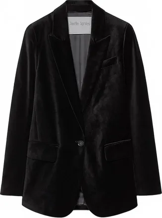 Forte_Forte Womens Stretch Velvet Blazer In Noir Black