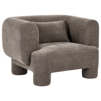 Beliani Sill&oacute;n Tapizado De Tela Con Textura Aterciopelada Patas Cil&iacute;ndricas Estilo Org&aacute;nico Marr&oacute;n Hogbo