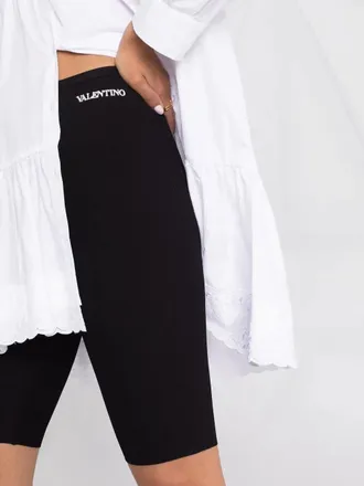 Valentino Logo-Embroidered Biker Shorts - Black