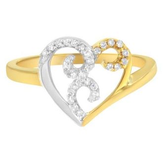 House of Brilliance 10K Two-Toned Gold 1/6 Cttw Diamond Heart Shape Cluster Ring in Yellow Gold at Nordstrom, Size 7.25